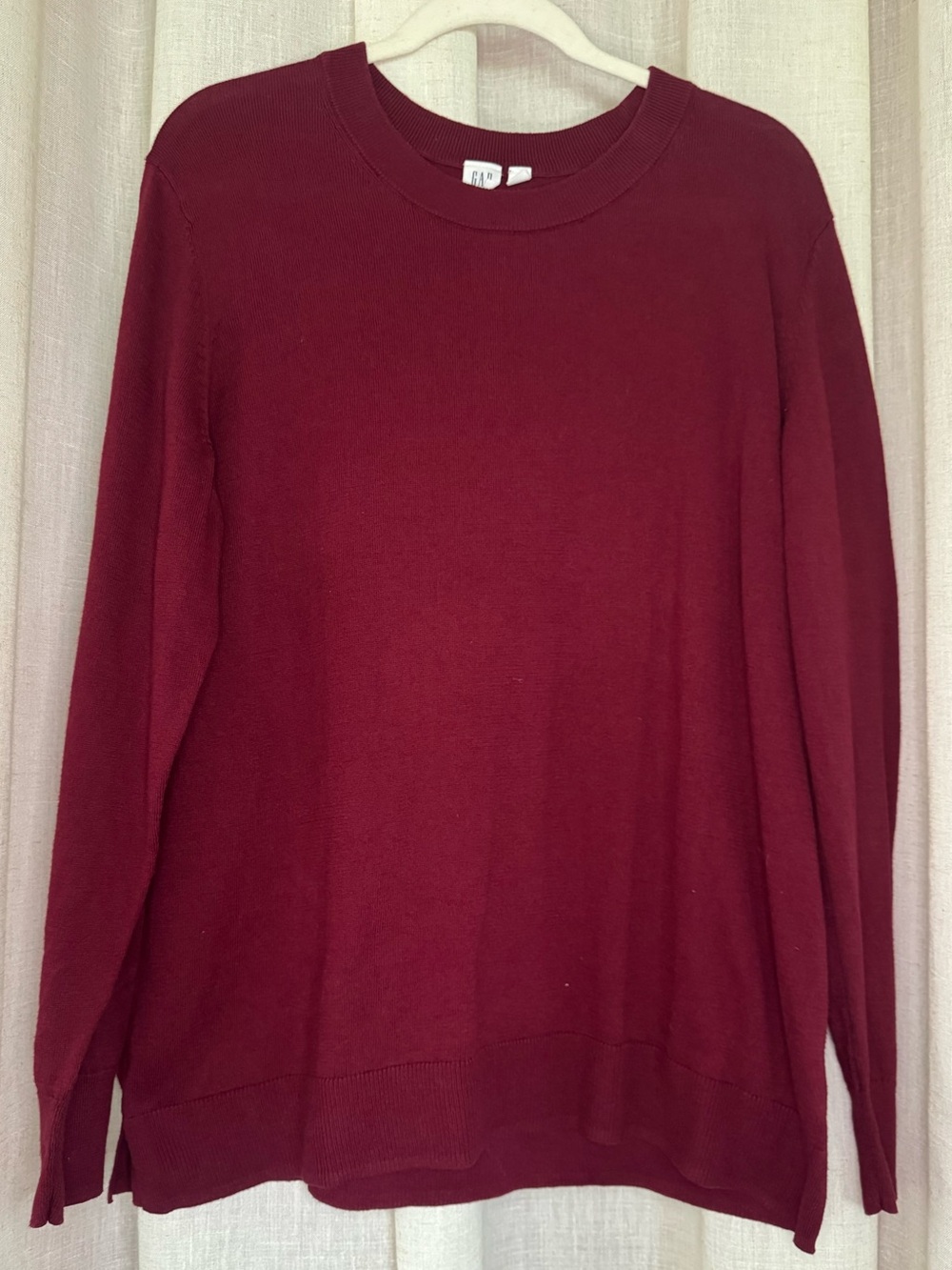 GAP Burgundy Red 100% Cotton Crewneck Sweater XL Classic Preppy Holiday Basic